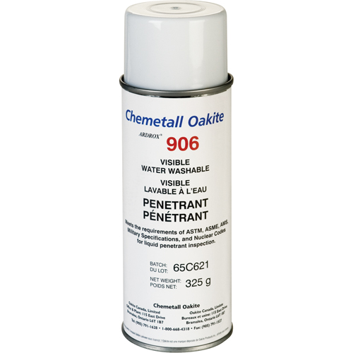 906 Water Washable Visible Penetrants, Aerosol Can Distribution Élite MP