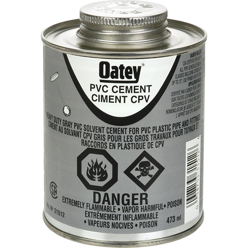 PVC Heavy-Duty Cement, 473 ml, Brush-Top Can, Grey Distribution Élite MP
