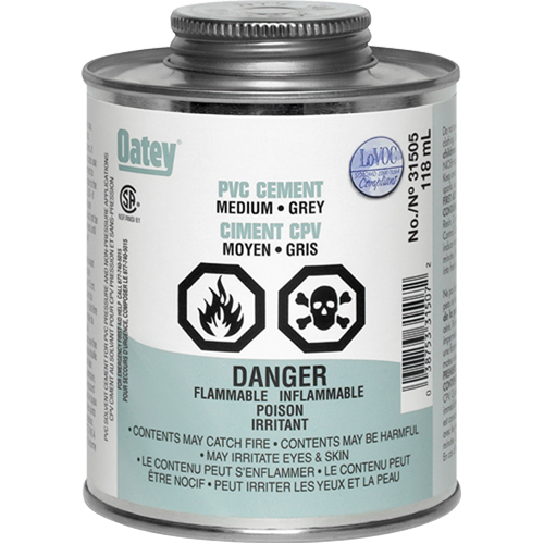 Ciment de PVC, 0,250 lb, Canette &agrave; dessus brosse, Gris Distribution Élite MP