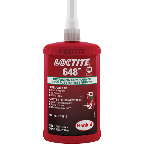 Compos&eacute; de retenue Loctite 648, 250 ml, Bouteille, Vert Distribution Élite MP