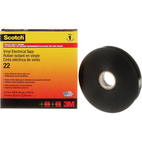 Ruban isolant en vinyle Scotch, 19 mm (3/4") x 33 m (108'), Noir, 10 mils Distribution Élite MP