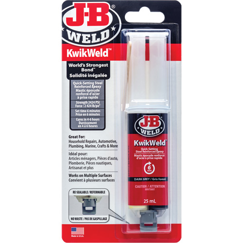 Adh&eacute;sif KwikWeld, 25 ml, Seringue, Deux composants, Gris Distribution Élite MP