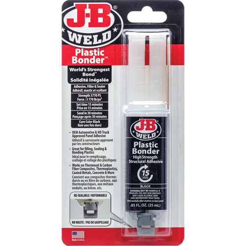 Plastic Bonder Adhesive, 25 ml, Syringe, Two-Part, Black Distribution Élite MP