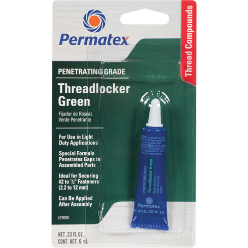 Penetrating Grade Threadlocker, Green, Medium, 6 ml, Tube Distribution Élite MP