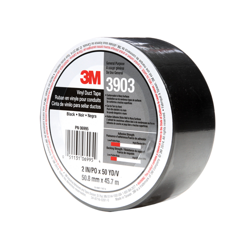 3903 Vinyl Duct Tape, 1245 mm (49") W x 46 m (151') L, 6.5 mils, Black Distribution Élite MP