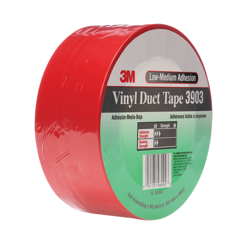 Rubans adh&eacute;sifs en vinyle 3903, 48 mm (2") la x 46 m (151') lo, 6,5 mils, Rouge Distribution Élite MP