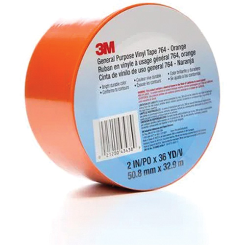 764 General-Purpose Vinyl Tape, 50.8 mm (2") W x 32.9 m (108') L, 5 mils, Orange Distribution Élite MP