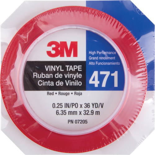 Ruban en vinyle 471, 6 mm (1/4") la x 32,9 m (108') lo, 5,3 mils, Rouge Distribution Élite MP