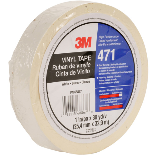 Ruban en vinyle 471, 12 mm (1/2") la x 32,9 m (108') lo, 5,3 mils, Blanc Distribution Élite MP