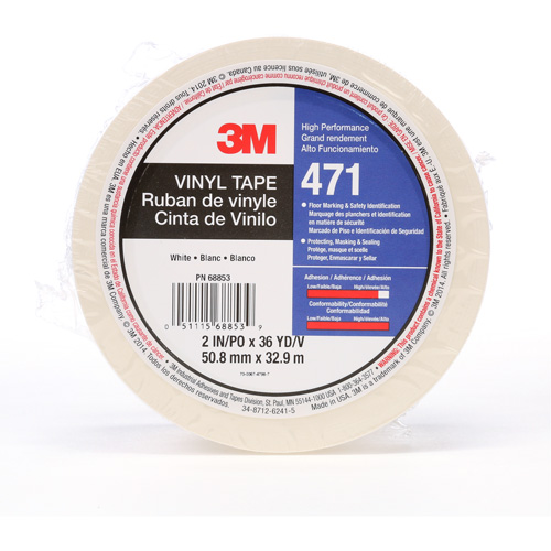 Ruban en vinyle 471, 50,8 mm (2") la x 32,9 m (108') lo, 5,2 mils, Blanc Distribution Élite MP