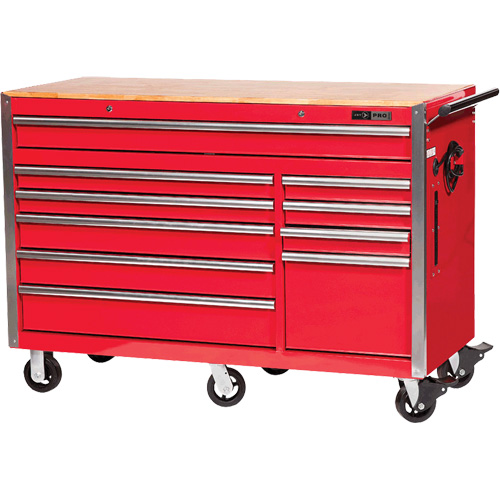 PRC5610 Pro Series Roller Cabinet, 10 Drawers, 55-9/10" W x 24-1/10" D x 39-7/10" H, Red Distribution Élite MP