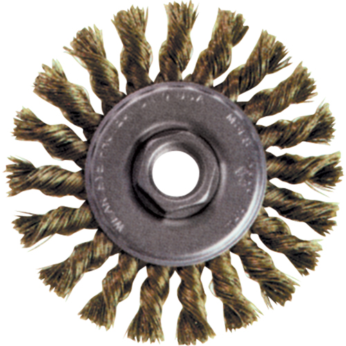 High Speed Small Grinder Knot Wire Wheel Brush, 5" Dia., 0.02" Fill, 5/8"-11 Arbor, Steel Distribution Élite MP