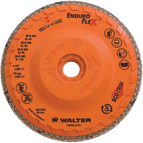 Enduro-Flex Flap Disc, 4-1/2" x 5/8"-11, Type 27, 120 Grit, Zirconia Alumina Distribution Élite MP
