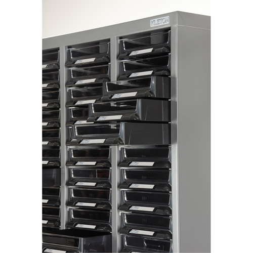 KPC-300 Parts Cabinet, Galvanized Steel, 60 Drawers, 21-3/10" x 10-2/5" x 36-9/10", Grey Distribution Élite MP