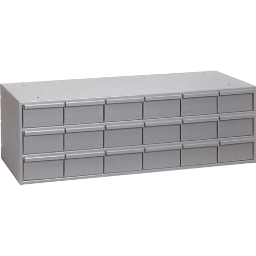 Casiers &agrave; tiroirs industriels, 18 tiroirs, 33-3/4" la x 11-5/8" p x 10-7/8" h, Gris Distribution Élite MP