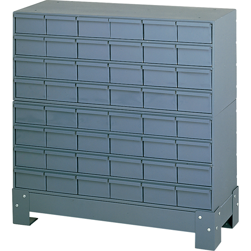 Casiers &agrave; tiroirs industriels avec base, 48 tiroirs, 34-1/8" la x 12-1/4" p x 33-3/4" h, Gris Distribution Élite MP