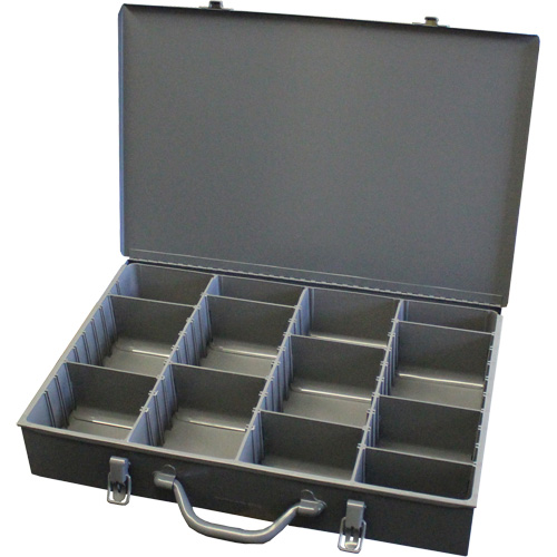 Adjustable Compartment Boxes, Steel, Variable Slots, 13-3/8" W x 9-1/4" D x 2" H, Grey Distribution Élite MP