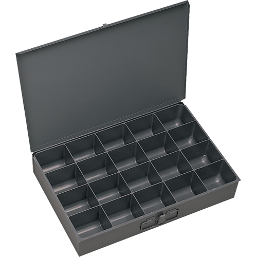 Boîtes &agrave; fond courb&eacute;, Acier, 20 compartiments, 18" la x 12" p, 3" h, Gris Distribution Élite MP