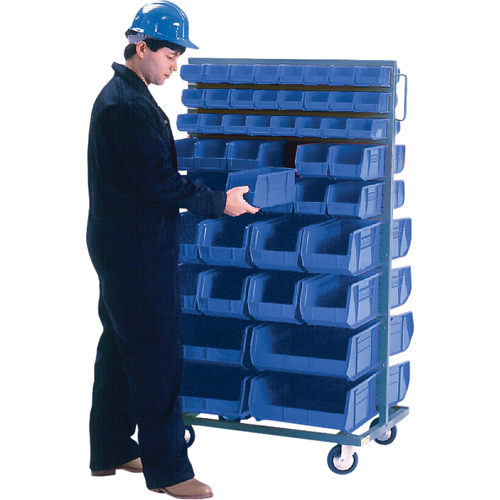Support mobile deux c&ocirc;t&eacute;s pour bacs, &agrave; deux c&ocirc;t&eacute;s, 96 bacs, 36" la x 24" p x 63" h Distribution Élite MP