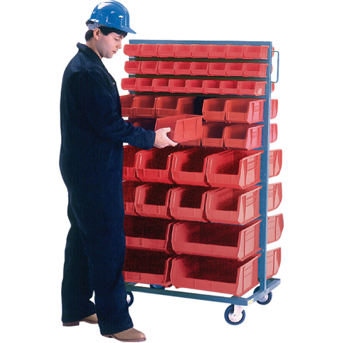 Double-Sided Mobile Bin Rack, Double-sided, 96 bins, 36" W x 24" D x 63" H Distribution Élite MP