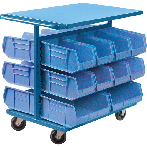 Chariot &agrave; bacs avec bacs, &agrave; deux c&ocirc;t&eacute;s, 20 bacs, 24" la x 38-1/2" p x 36-1/2" h Distribution Élite MP