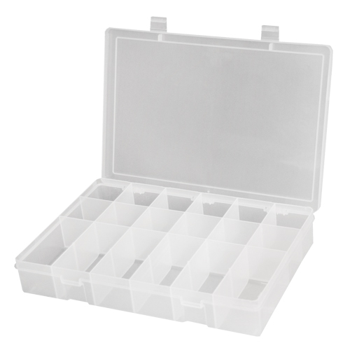 Compact Polypropylene Compartment Cases, 11" W x 6-3/4" D x 1-3/4" H, 18 Compartments Distribution Élite MP