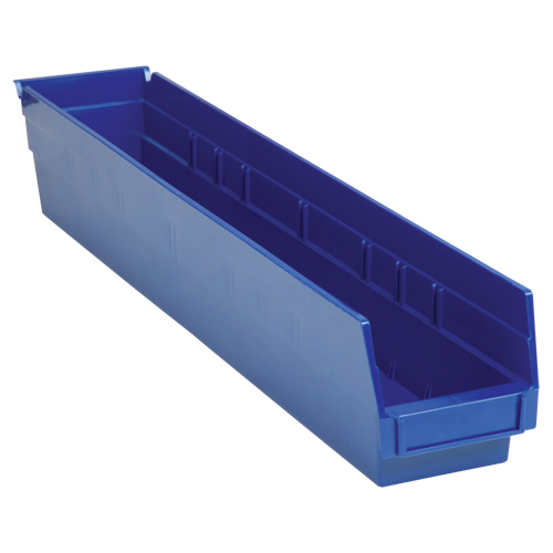 Shelf Bins, 4-1/8" W x 4" H x 23-5/8" D, Blue, 50 lbs. Capacity Distribution Élite MP