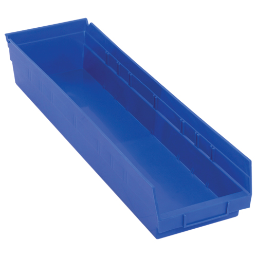 Bacs de rangement pour tablettes, 6-5/8" la x 4" H x 23-5/8" p, Bleu, Capacit&eacute; 50 lb Distribution Élite MP