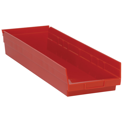 Bacs de rangement pour tablettes, 8-3/8" la x 4" H x 23-5/8" p, Rouge, Capacit&eacute; 50 lb Distribution Élite MP