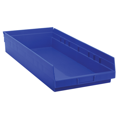 Shelf Bins, 11-1/8" W x 4" H x 23-5/8" D, Blue, 50 lbs. Capacity Distribution Élite MP