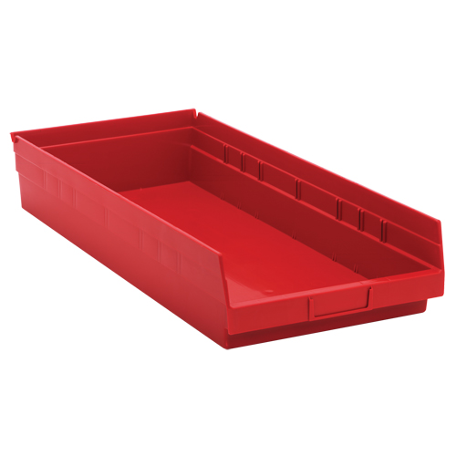 Bacs de rangement pour tablettes, 11-1/8" la x 4" H x 23-5/8" p, Rouge, Capacit&eacute; 50 lb Distribution Élite MP