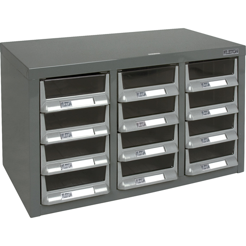 KPC-100 Parts Cabinet, Galvanized Steel, 12 Drawers, 23" x 11-2/5" x 13-4/5", Grey Distribution Élite MP