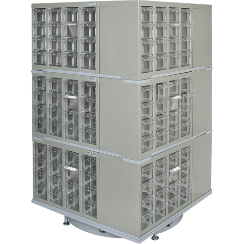 Heavy-Duty Industrial Carousel Drawer Cabinet, Steel, 192 Drawers, 27" W x 27" D x 48" H, Grey Distribution Élite MP