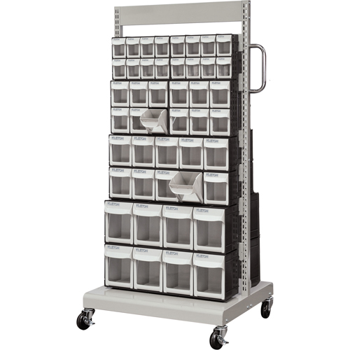 Mobile Tilt Bin Rack, Double-sided, 92 bins, 26-1/4" W x 22" D x 57-1/2" H Distribution Élite MP