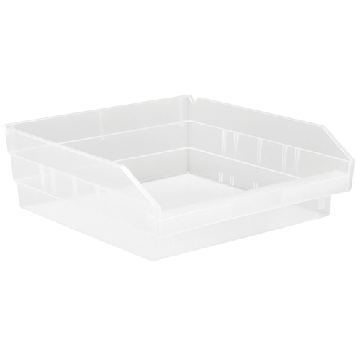 Shelf Bins, 11-1/8" W x 4" H x 11-5/8" D, Clear, 30 lbs. Capacity Distribution Élite MP