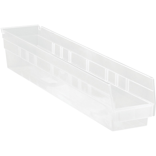 Shelf Bins, 4-1/8" W x 4" H x 23-5/8" D, Clear, 50 lbs. Capacity Distribution Élite MP