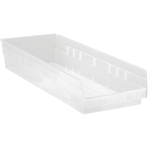 Shelf Bins, 8-3/8" W x 4" H x 23-5/8" D, Clear, 50 lbs. Capacity Distribution Élite MP