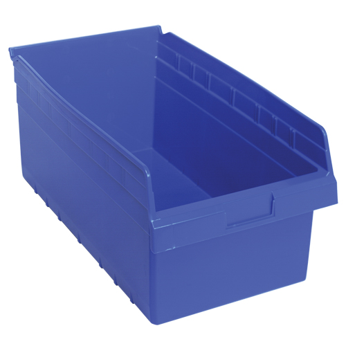 Store-Max Shelf Bins, 11-1/8" W x 8" H x 17-7/8" D, Blue, 56 lbs. Capacity Distribution Élite MP