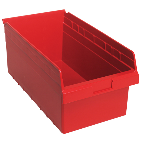 Store-Max Shelf Bins, 11-1/8" W x 8" H x 17-7/8" D, Red, 56 lbs. Capacity Distribution Élite MP