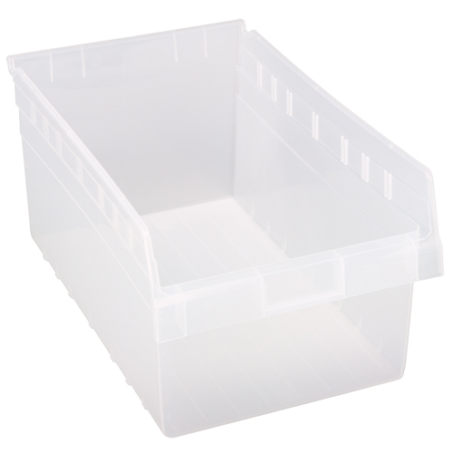 Store-Max Shelf Bins, 11-1/8" W x 8" H x 17-7/8" D, Clear, 56 lbs. Capacity Distribution Élite MP
