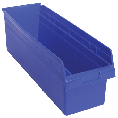 Store-Max Shelf Bins, 8-3/8" W x 8" H x 23-5/8" D, Blue, 68 lbs. Capacity Distribution Élite MP