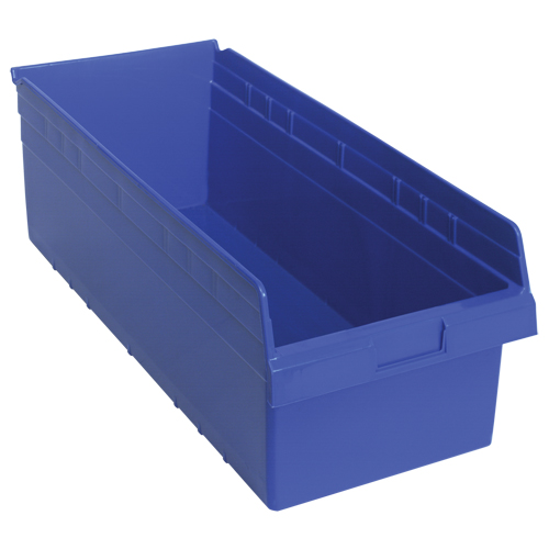 Store-Max Shelf Bins, 11-1/8" W x 8" H x 23-5/8" D, Blue, 68 lbs. Capacity Distribution Élite MP