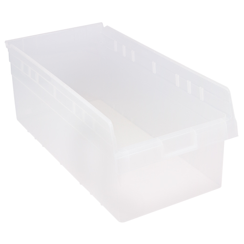 Store-Max Shelf Bins, 11-1/8" W x 8" H x 23-5/8" D, Clear, 68 lbs. Capacity Distribution Élite MP