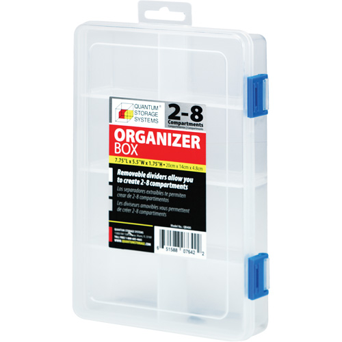 Boîte &agrave; compartiments en plastique, 5,5" la x 7,75" p x 1,75" h, 8 compartiments Distribution Élite MP