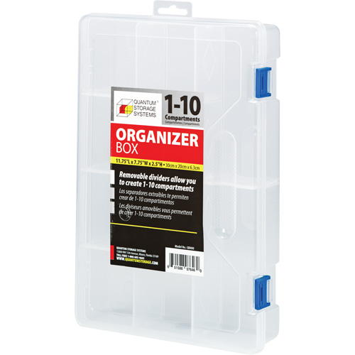 Boîte &agrave; compartiments en plastique, 7,75" la x 11,75" p x 2,2" h, 10 compartiments Distribution Élite MP