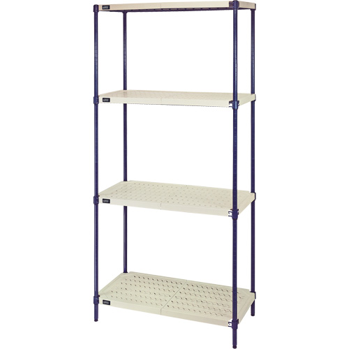 &eacute;tag&egrave;re en fils m&eacute;talliques avec tablettes en plastique, Cadre en fils m&eacute;talliques avec tablettes en plastique, Sans boulons, Capacit&eacute; 600 lb, 30" la x 72" h x 18" p Distribution Élite MP