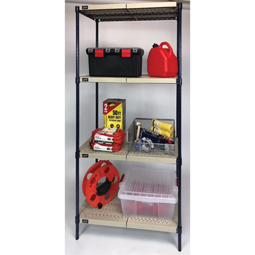 &eacute;tag&egrave;re en fils m&eacute;talliques avec tablettes en plastique, Cadre en fils m&eacute;talliques avec tablettes en plastique, Sans boulons, Capacit&eacute; 600 lb, 30" la x 72" h x 18" p Distribution Élite MP