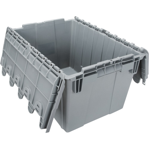 Flip Top Plastic Distribution Container, 21.65" x 15.5" x 12.5", Grey Distribution Élite MP