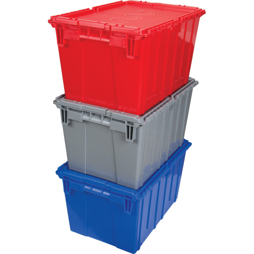 Flip Top Plastic Distribution Container, 21.65" x 15.5" x 12.5", Grey Distribution Élite MP