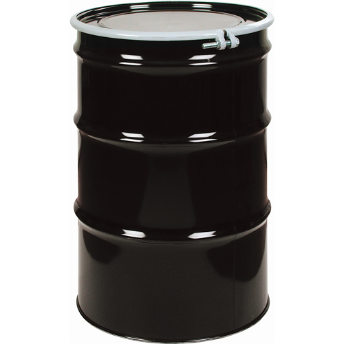 Barils en acier, 55 gal. US (45 gal. imp.), Non doubl&eacute;, Noir, Dessus ouvert, 1A2/Y1.4/140, Calibre 20 Distribution Élite MP